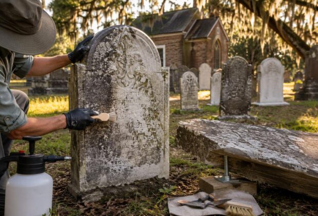 Restoring 19th-Century Lowcountry Tombstones: Safe Cleaning and Leveling in Historic Churchyards